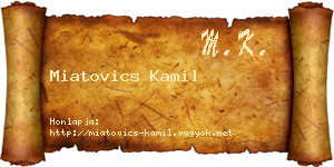 Miatovics Kamil névjegykártya